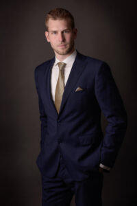 Corporate portrait of man in portrait studio